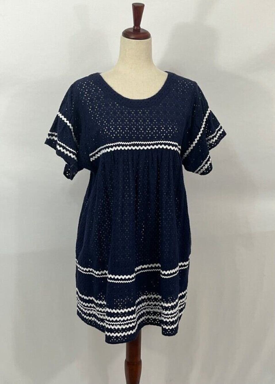 LISA MARIE FERNANDEZ Sz 2 S 4 Navy Eyelet Coverup Dress